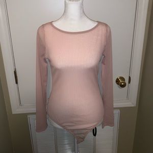 Sheer long sleeve blush bodysuit